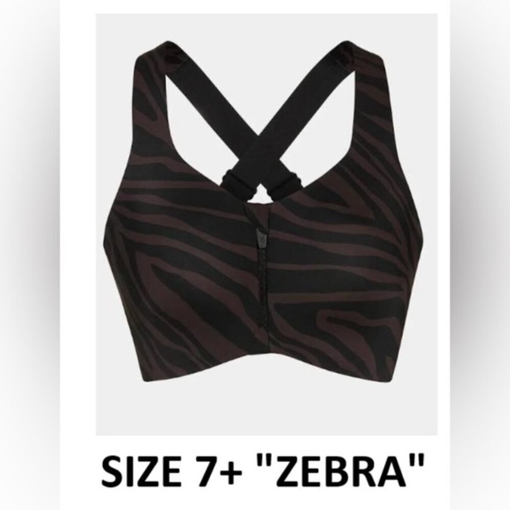Knix - Women’s Catalyst Front Zip Sports Bra - Zebra. Size: 7 +. (1778)